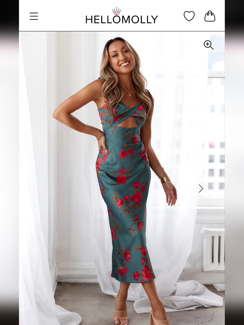NWT Hello Molly - Fool Me Once Midi Dress withFloral Print - Medium Size 6